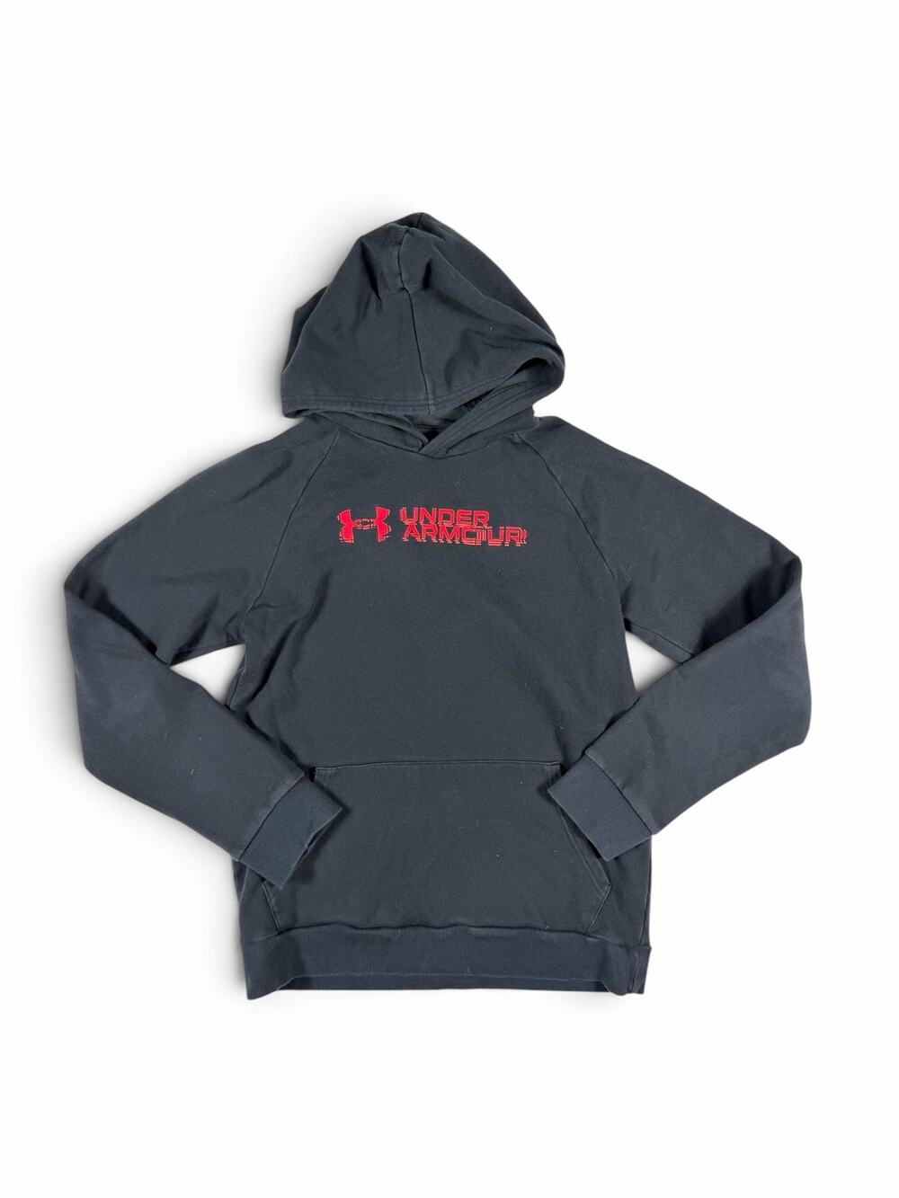 Under Armour Boys Rival Fleece Wordmark Hoodie Black Red Youth XL 18-20